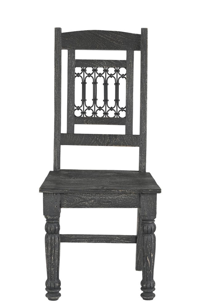 Set of Two Black Wood Slat Back Dining Side Chairs HomeRoots
