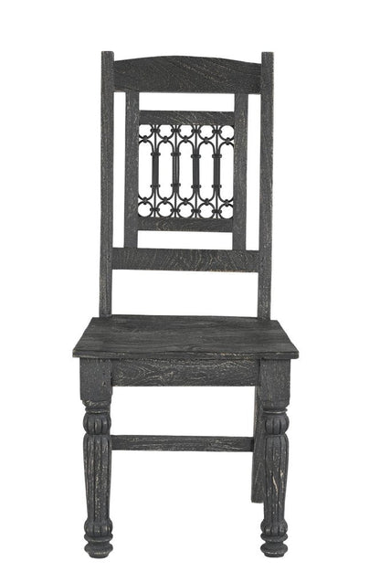Set of Two Black Wood Slat Back Dining Side Chairs HomeRoots