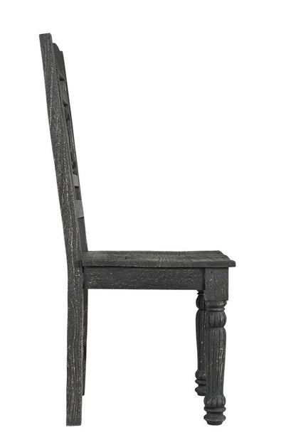 Set of Two Black Wood Slat Back Dining Side Chairs HomeRoots