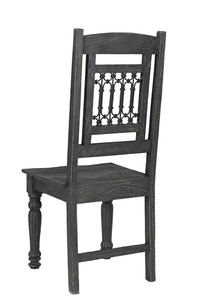 Set of Two Black Wood Slat Back Dining Side Chairs — view 4