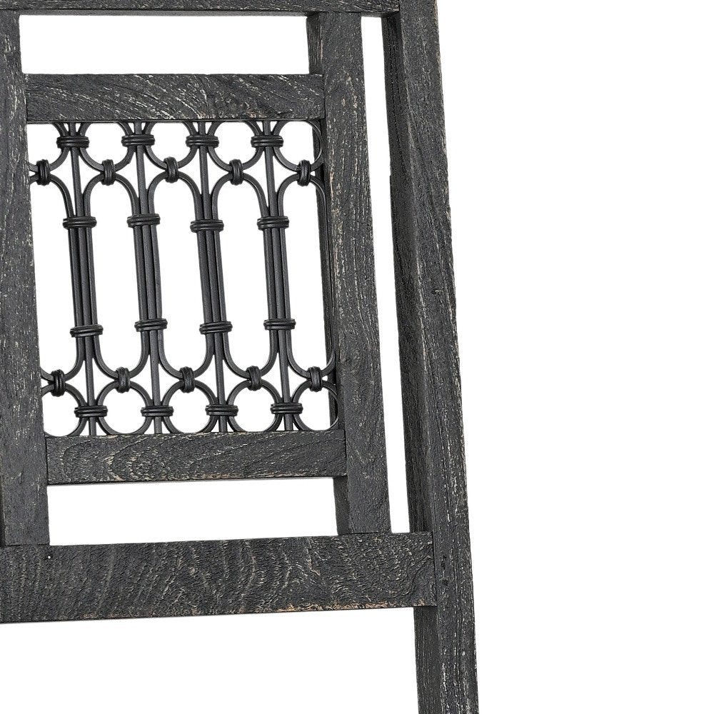 Set of Two Black Wood Slat Back Dining Side Chairs — view 8