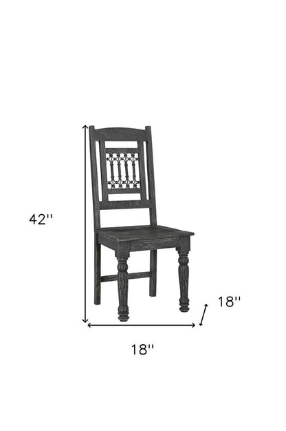 Set of Two Black Wood Slat Back Dining Side Chairs HomeRoots