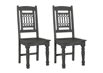 Set of Two Black Wood Slat Back Dining Side Chairs HomeRoots