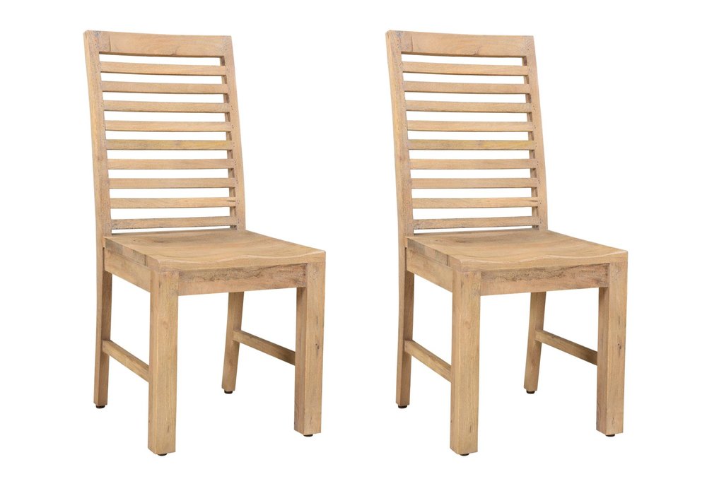 Set of Two Brown Solid Wood Ladder Back Dining Side Chairs HomeRoots