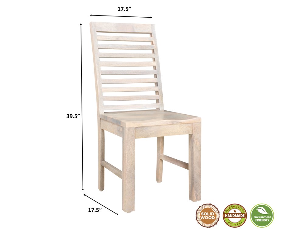 Set of Two White Wood Ladder Back Dining Side Chairs HomeRoots