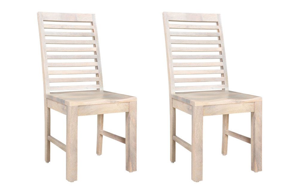 Set of Two White Wood Ladder Back Dining Side Chairs HomeRoots