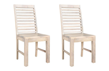 Set of Two White Wood Ladder Back Dining Side Chairs HomeRoots