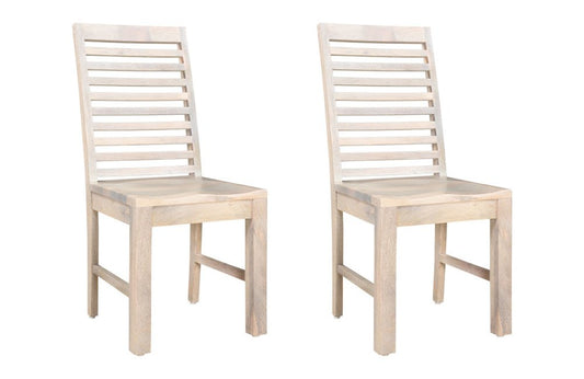 Set of Two White Wood Ladder Back Dining Side Chairs HomeRoots