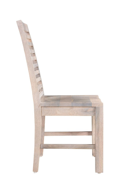 Set of Two White Wood Ladder Back Dining Side Chairs HomeRoots