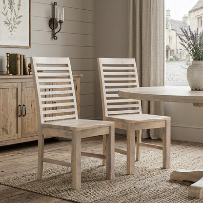 Set of Two White Wood Ladder Back Dining Side Chairs HomeRoots