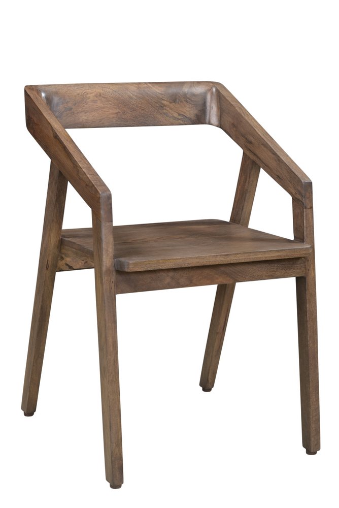 Dark Brown Solid Wood Open Back Dining Arm Chair HomeRoots