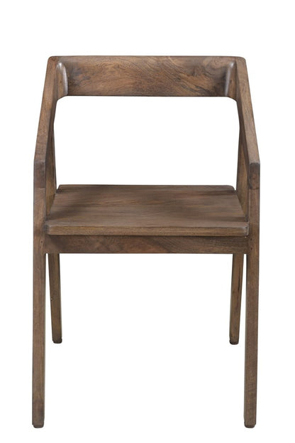 Dark Brown Solid Wood Open Back Dining Arm Chair HomeRoots