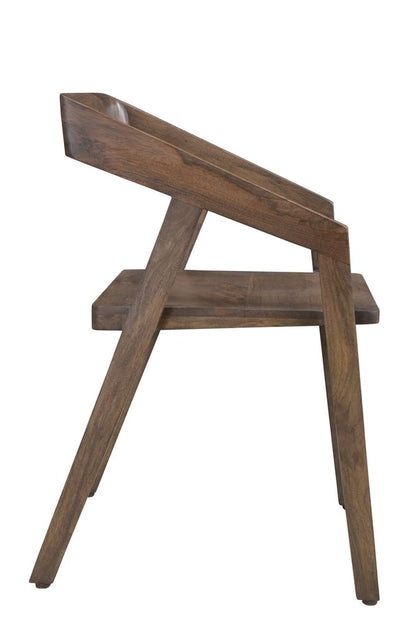 Dark Brown Solid Wood Open Back Dining Arm Chair HomeRoots