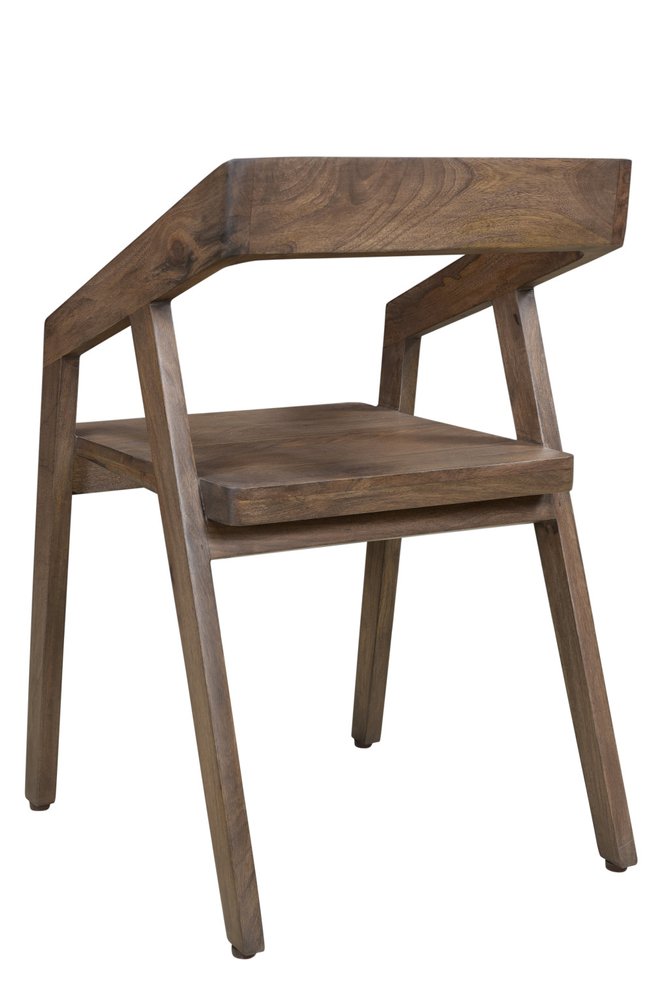 Dark Brown Solid Wood Open Back Dining Arm Chair HomeRoots
