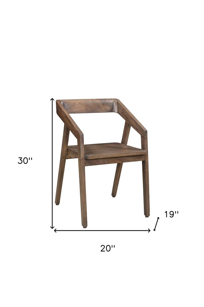 Dark Brown Solid Wood Open Back Dining Arm Chair HomeRoots