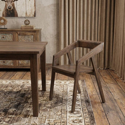 Dark Brown Solid Wood Open Back Dining Arm Chair HomeRoots