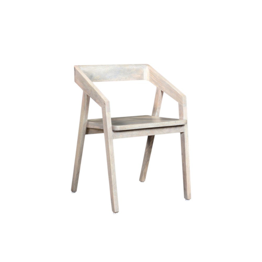 White Solid Wood Open Back Dining Arm Chair HomeRoots