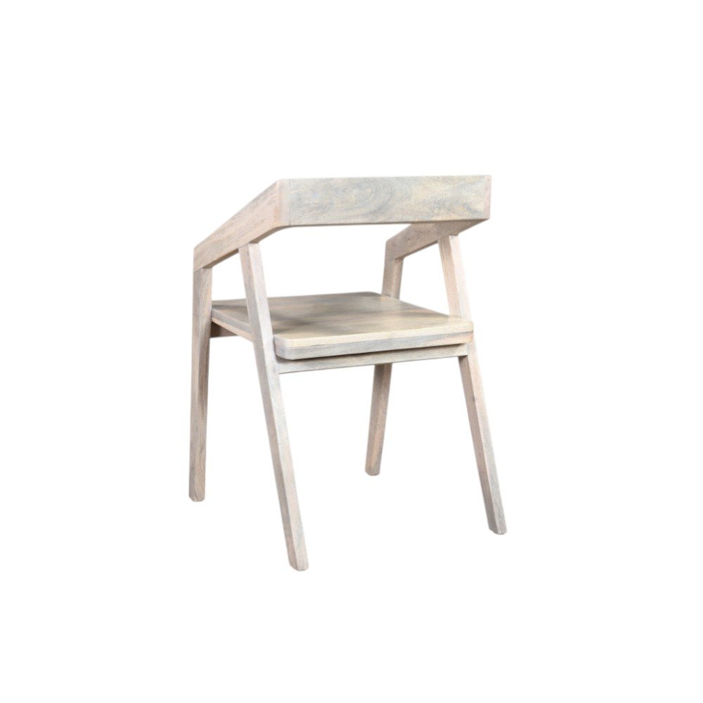 White Solid Wood Open Back Dining Arm Chair HomeRoots