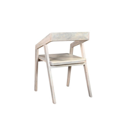 White Solid Wood Open Back Dining Arm Chair HomeRoots