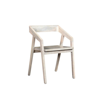 White Solid Wood Open Back Dining Arm Chair HomeRoots