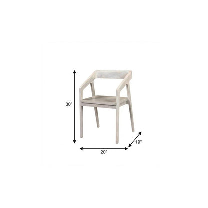 White Solid Wood Open Back Dining Arm Chair HomeRoots