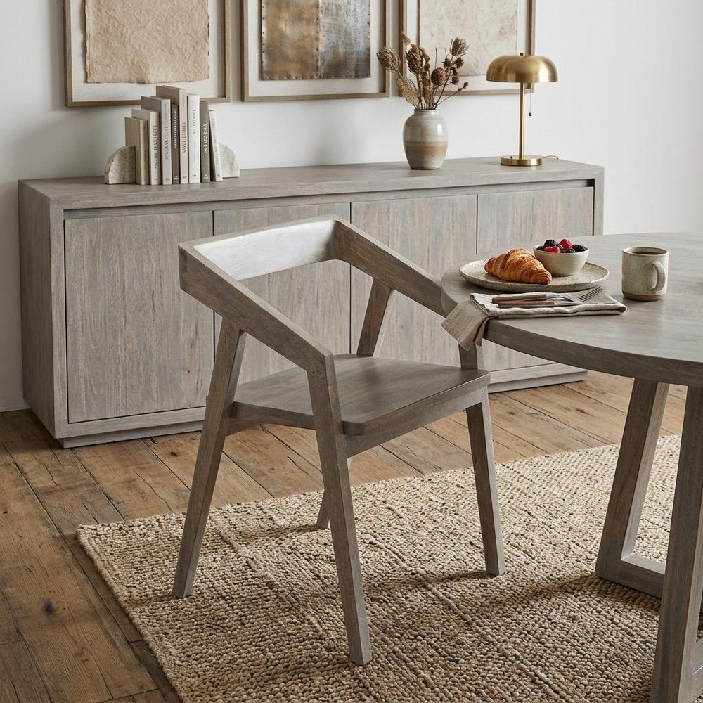 White Solid Wood Open Back Dining Arm Chair HomeRoots
