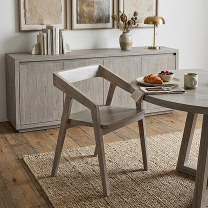 White Solid Wood Open Back Dining Arm Chair HomeRoots