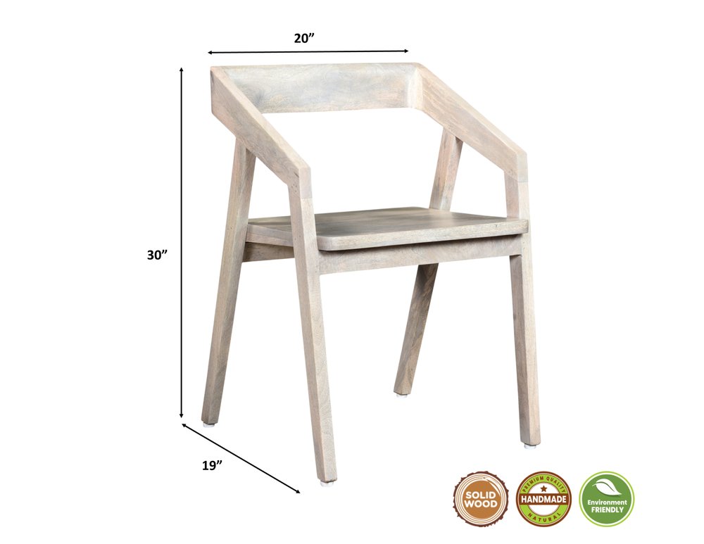White Solid Wood Open Back Dining Arm Chair HomeRoots
