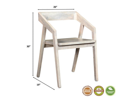 White Solid Wood Open Back Dining Arm Chair HomeRoots