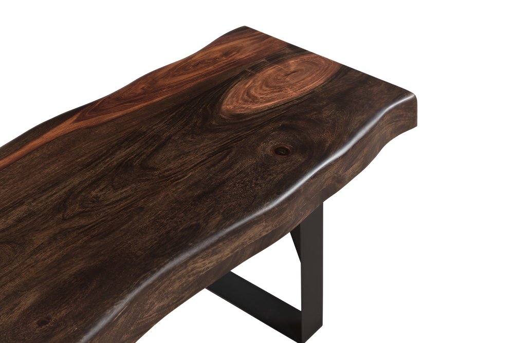 68" Dark Brown and Black Distressed Solid Wood Dining Bench HomeRoots