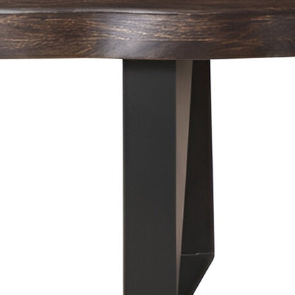 68" Dark Brown and Black Distressed Solid Wood Dining Bench HomeRoots