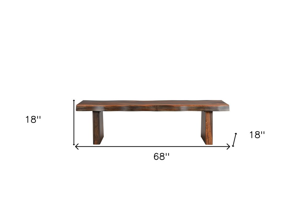 68" Dark Brown Solid Wood Dining Bench HomeRoots