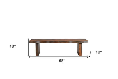 68" Dark Brown Solid Wood Dining Bench HomeRoots
