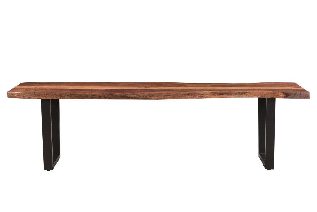 66" Brown And Black Solid Wood Dining bench - FurniFindUSA