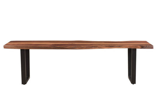 66" Brown And Black Solid Wood Dining bench HomeRoots