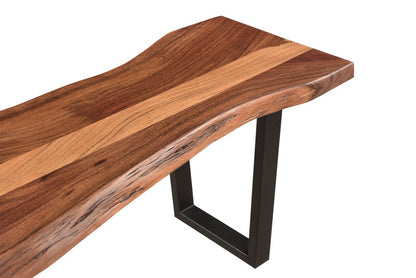 66" Brown And Black Solid Wood Dining bench HomeRoots