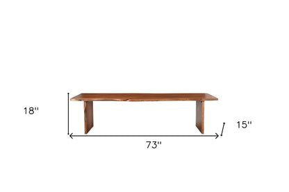73" Brown Solid Wood Dining Bench HomeRoots