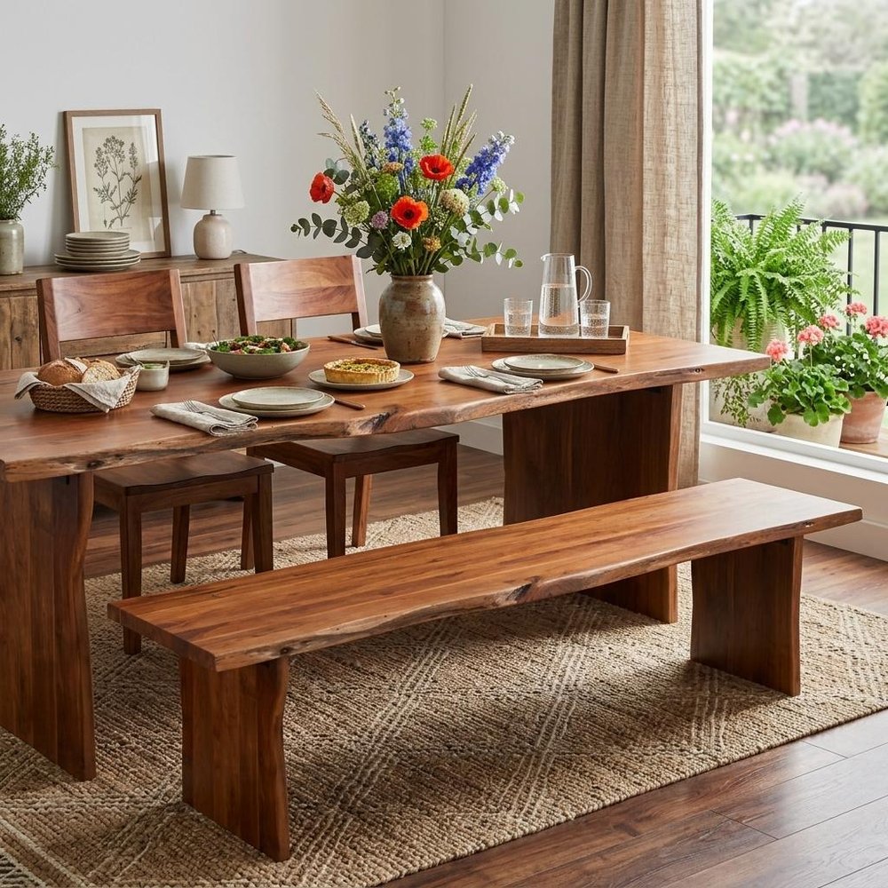 73" Brown Solid Wood Dining Bench HomeRoots