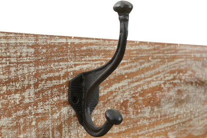 71" Black And Brown Metal And Solid Wood Four Hooks Freestanding Coat Rack HomeRoots