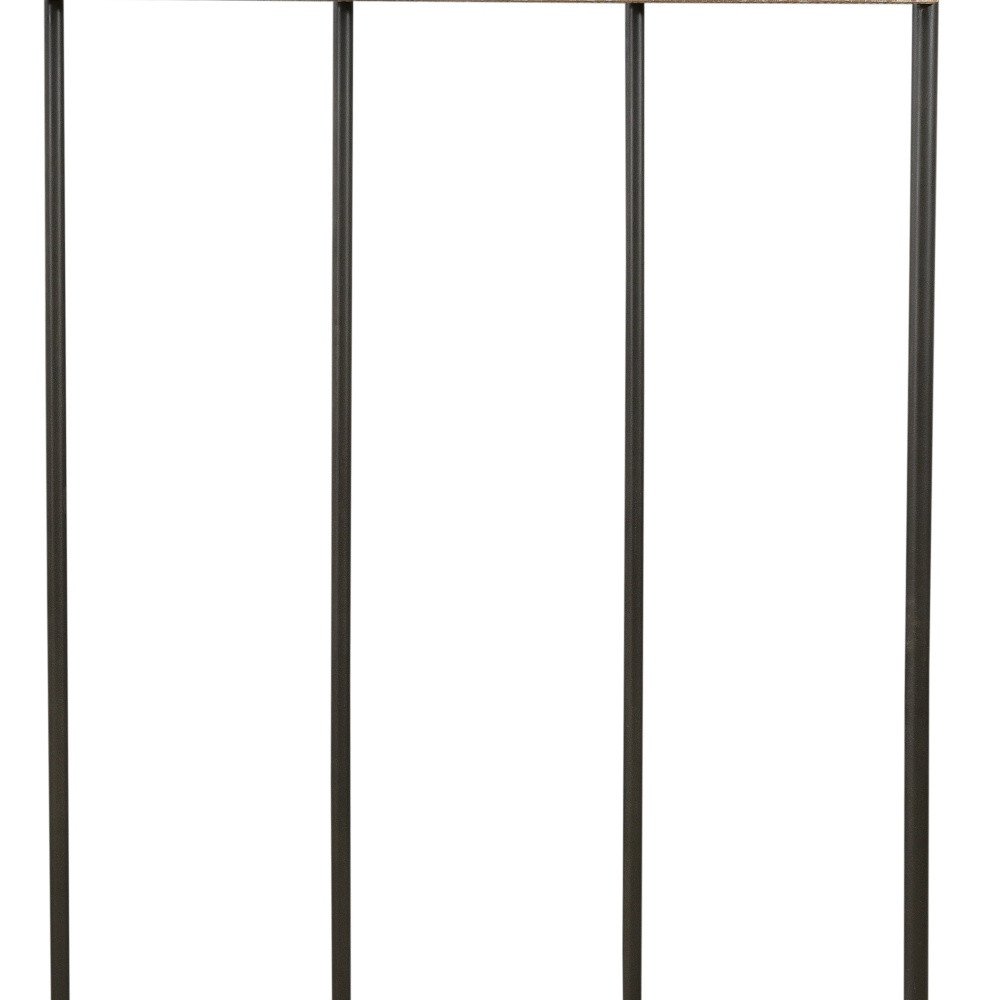 71" Black And Brown Metal And Solid Wood Four Hooks Freestanding Coat Rack HomeRoots