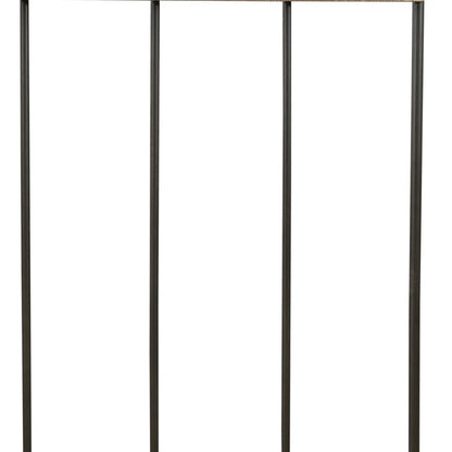 71" Black And Brown Metal And Solid Wood Four Hooks Freestanding Coat Rack HomeRoots
