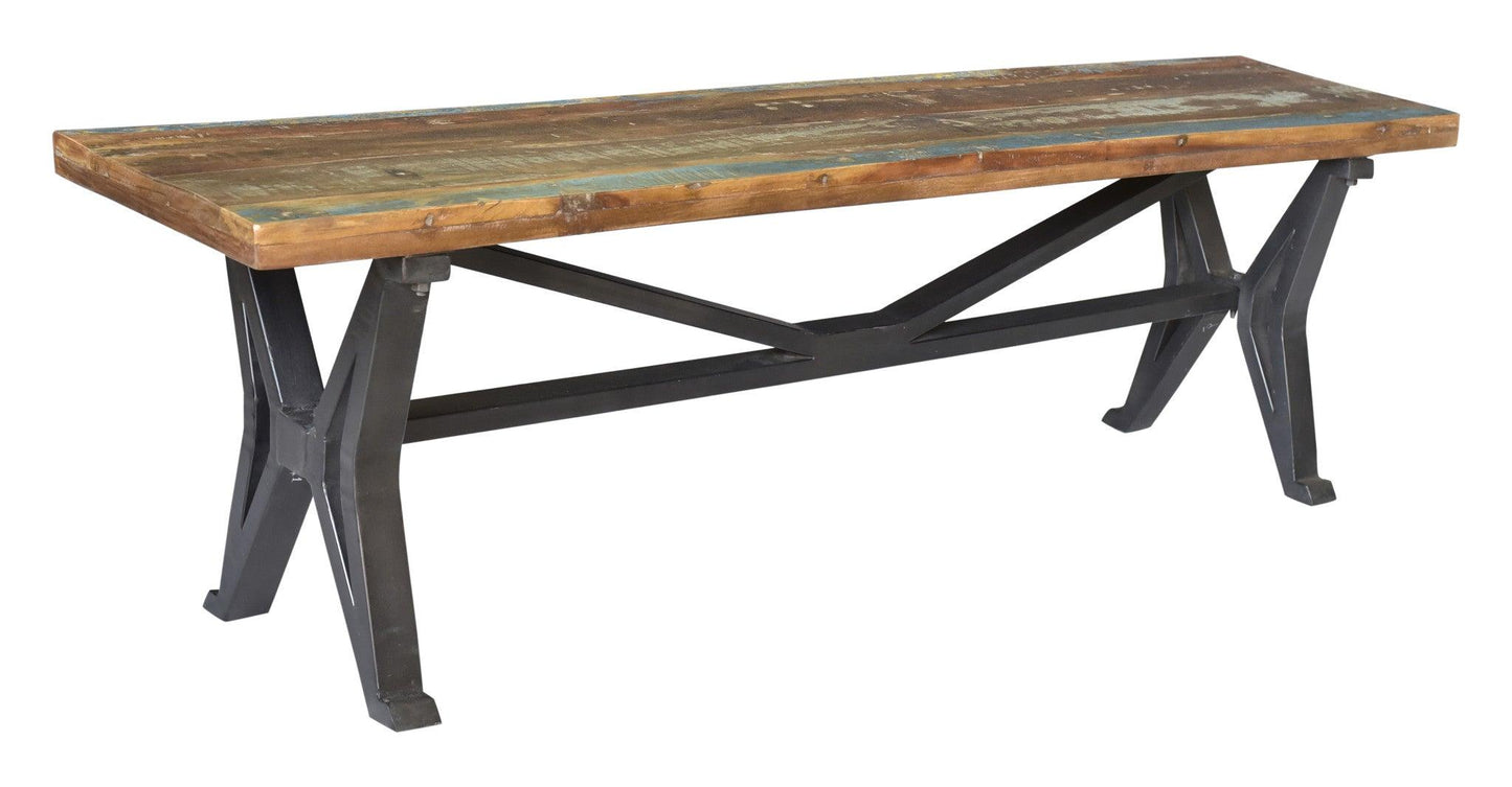 66" Brown And Black Distressed Solid Wood Dining bench - FurniFindUSA