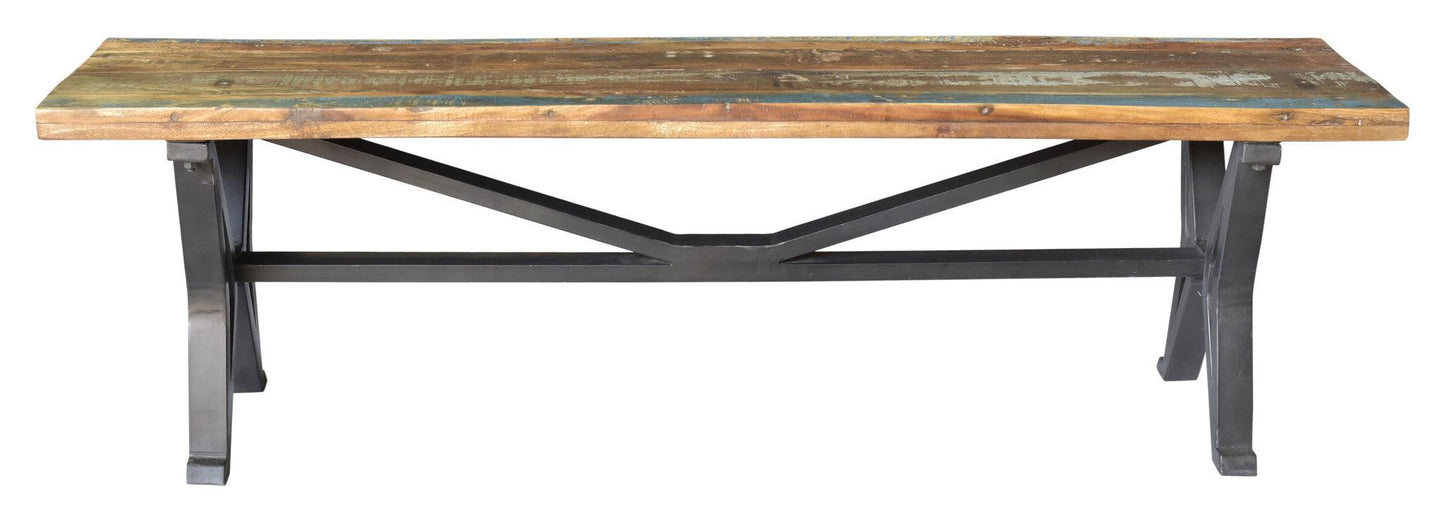 66" Brown And Black Distressed Solid Wood Dining bench - FurniFindUSA