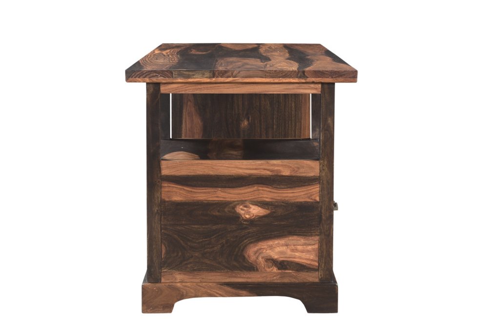 68" Natural Live Edge Solid Wood Writing Desk With Four Drawers — view 6