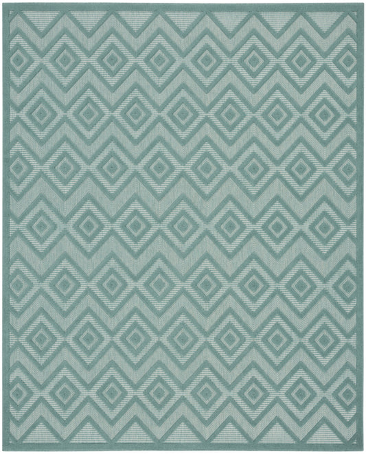 8' X 10' Aqua Geometric Flatweave Area Rug - 0" (L) x 120" (W) x 96" (H)