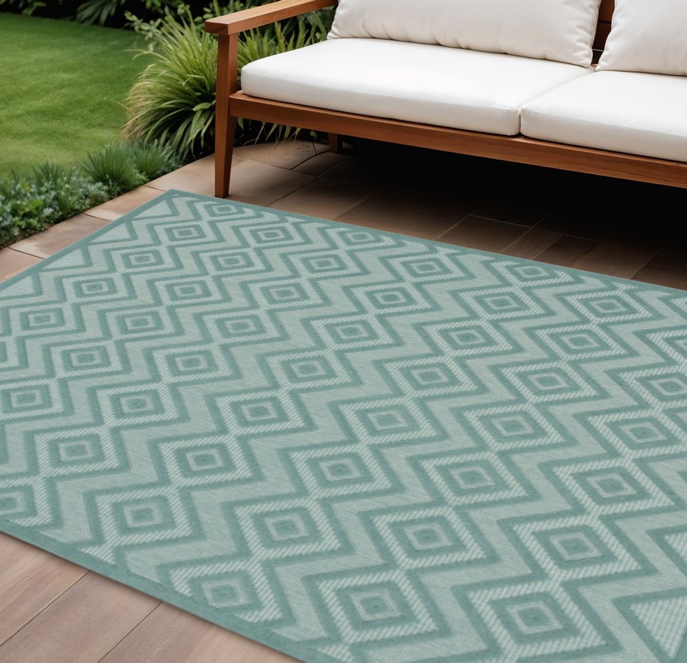 8' X 10' Aqua Indoor Outdoor Area Rug HomeRoots