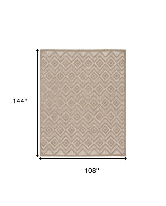 9' X 12' Beige Indoor Outdoor Area Rug