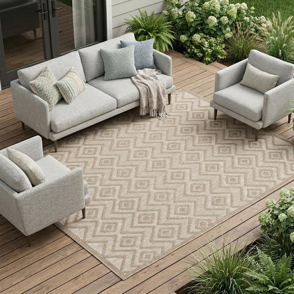 9' X 12' Beige Indoor Outdoor Area Rug — view 10