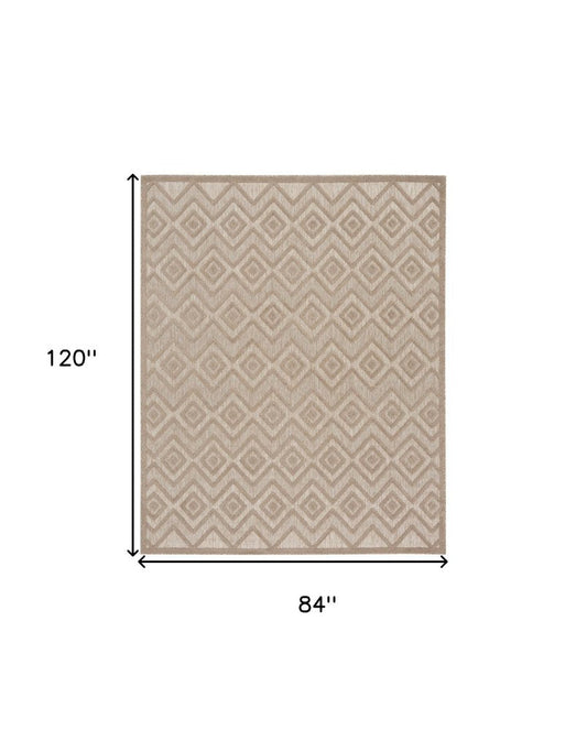 7' X 10' Beige Indoor Outdoor Area Rug