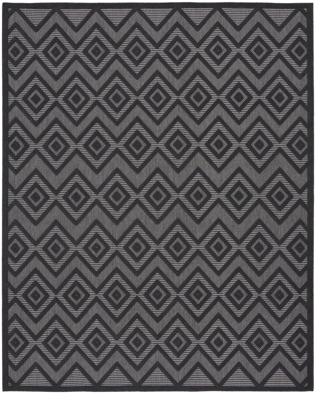 9' X 12' Black Geometric Flatweave Area Rug - 0" (L) x 144" (W) x 108" (H)